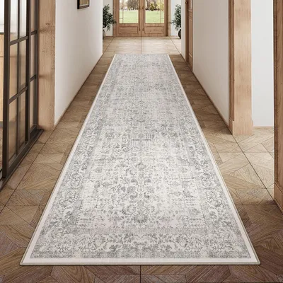 Productafbeelding van Läufer, grijs, vintage stijl, 60x240 cm, wasbaar, polyester
