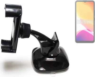 Produktbild von K-S-Trade kompakte Handy-Halterung Windschutzscheibe kompatibel mit Cubot Note 21 Armaturenbrett schwarz Autohalterung KFZ Halter Scheiben-Halterung
