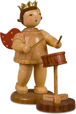 Immagine prodotto di Miniatura di un angelo con un piccolo tamburo d'orchestra, senza , colore naturale, altezza circa 6 cm. NUOVO