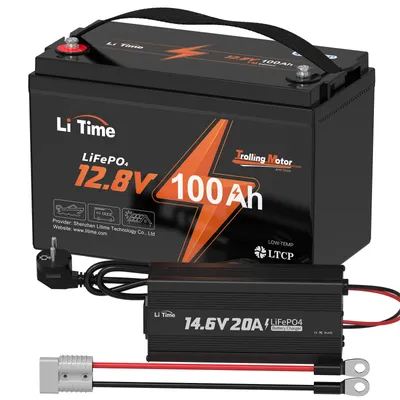 Produktbild von LiTime 12V 100Ah TM LiFePO4 Batterie mit 14.6V 20A Ladegerät