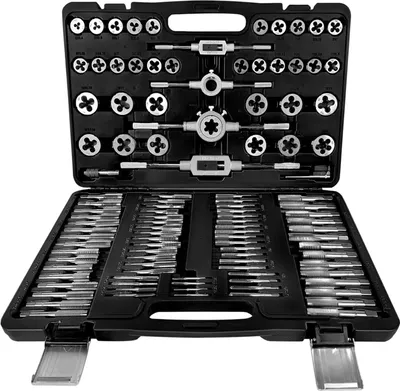 Image de TWOLIIN Jeu de tarauds 110pcs, Jeu d'outils de taraudage pour filetages métriques intérieurs et extérieurs, Jeu d'outils de taraudage de perceuse