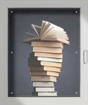 Produktbild von Wallario Lichtschutzbild, Dekorativer Sichtschutz Sonnenschutz 76 x 93 cm mit Motiv: Bücherstapel - Verdunklung ohne Bohren