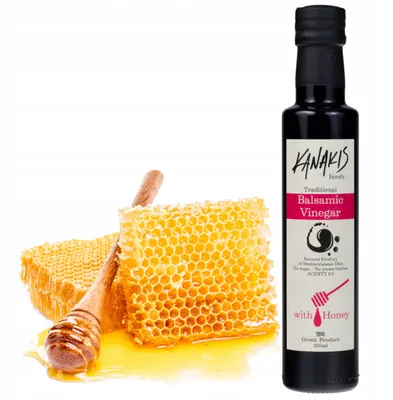 Produktbild von Kanakis | Balsamico-Essig Mit Honig - 250 ML - Intensiver Geschmack - Elegante Flasche - Nicht Tropfender Verschluss