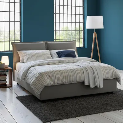 Image de Annica - Lit à la française, gris, matelas inclus  Italy