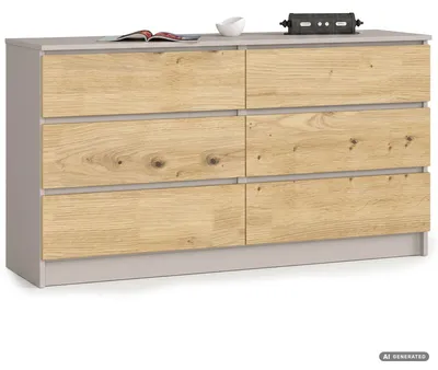 Zdjęcie produktu dla Komoda K140 Kaszmir 138 cm 6 szuflad kolor Dąb Artisan mat 138x40x77 cm