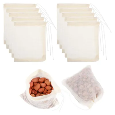 Produktbild von 20 Stück Gewürzsäckchen, Gewürzbeutel zum Mitkochen Baumwoll Musselin Beutel mit Kordelzug Wiederverwendbar Gewürzsäckchen zum Kochen Teebeutel Gewürzbeutel für Gewürze, Teefilter, Kochen