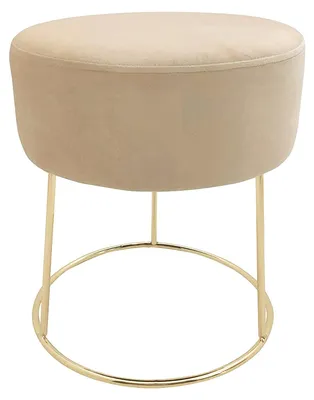 Runder Samthocker, creme, Metallbeine gold, 35,5 x 35,5 x 40,5 cm, bis 150 kg