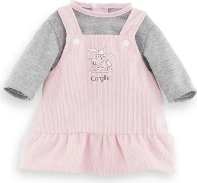 Produktbild von Kleid und T-Shirt Bords de Loire COROLLE, Puppenkleidung für 36cm Puppen, Ab 2 Jahren, Grau und Rosa