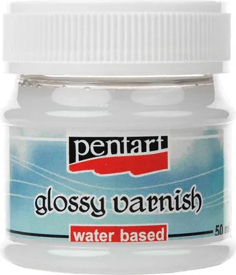 A product shot of a jar of Pentart glossy varnish.