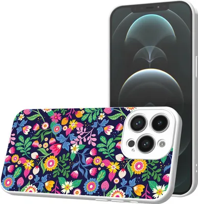 Produktbild von Smartphonica Handyhülle  Geeignet für iPhone 12 Pro Max mit Blumendruck - TPU Back Cover Case  Blumendesign - Weiß