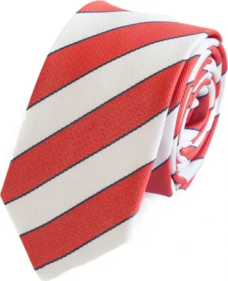 Produktbild von Fabio Farini - 1 Stück gestreifte Herren Krawatte - Tie mit Streifen in 6cm oder 8cm Breite Schmal (6cm), Signalrot/Weiß/Schwarz