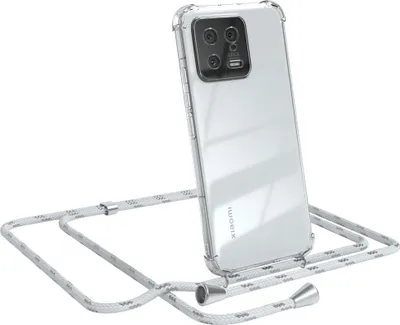 Produktbild von EAZY CASE Handykette kompatibel mit Xiaomi 13, Handyhülle mit Umhängeband, Handykordel, Schutzhülle Clear, Band in Weiß