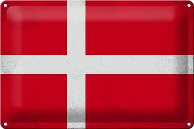 Produktbild von Blechschild Flagge Dänemark 30x20cm Flag of Denmark Vintage