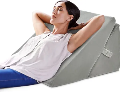 Produktbild von GOPLUS Keilkissen mit Bezug abnehmbar & waschbar, Lesekissen Memory Foam, Rückenkissen Beinkissen mit Griff, Relaxkissen für Bett Couch
