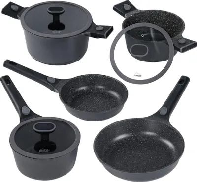 Produktbild von STONELINE® SMART Kochgeschirr-Set 8-teilig 18/20/24 | mit Deckeln - Grau
