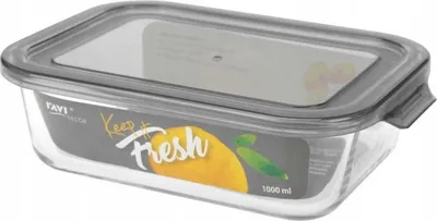 Image de Récipient alimentaire rectangulaire en verre résistant à la chaleur 1L gris