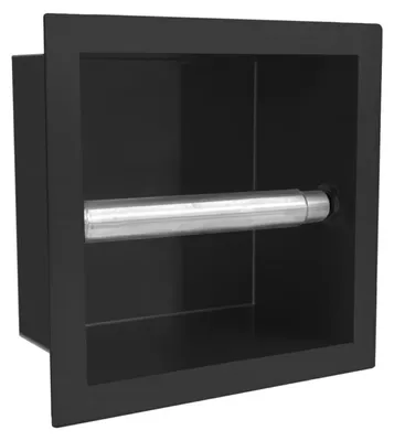 Produktbild von EAVY Einbau-Toilettenpapierhalter schwarz matt, Edelstahl, Unterputz-Wandnische mit Rollenhalter für das WC