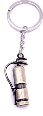 Produktbild von Onwomania Feuerlöscher Feuerwehr Schlüsselanhänger Keychain Silber Metall