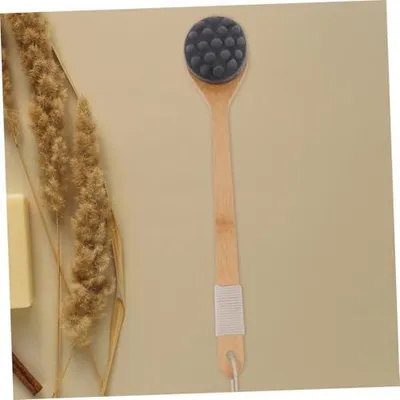 Produktbild von Badebürste mit langem Griff für Dusche und Badewanne, Duschbürste mit Peelingfunktion zur Körperreinigung und Massage, Reinigungsschwamm für Rücken und Haut