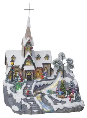 Produktbild von Weihnachtskrippe, Kirche unter Schnee, 29 x 31 x 42,5 cm