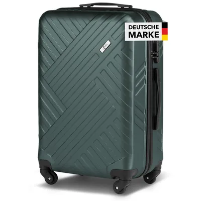 Produktbild von Xonic Design Reisekoffer mit Rollen 360° - ABS Hartschalen-Koffer Trolley mit Zahlenschloss in Handgepäck M-L-XL-Set (Dusky Green, L)