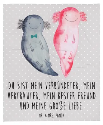 Produktbild von Mr. & Mrs. Panda Warme Decke Axolotl Freundin - Grau Pastell - Geschenk, Bettdecke, Winterdecke, Jahrestag, Plaid, Valentinstag, Tagesdecke, Freund, Lurch