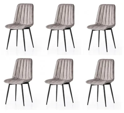 Immagine prodotto di Set per sala da pranzo, 6 sedie, imbottite, comode, moderne, confortevoli, grigie, eleganti