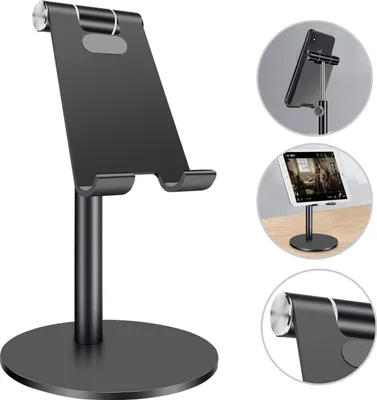 Produktbild von Tablet Ständer Verstellbar Handy Halter, Universal Halterung für 2018 iPad Pro 10.5/9.7/12.9, iPad Air 2 3 4, iPad Mini 2 3 4, Samsung, Huawei, iPhone, andere Smartphone und Tab (4"-12.9")