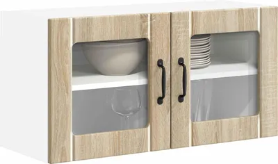 Obrázok produktu pre vidaXL Nástenná sklenená skriňa LUCCA v odtieni dub Sonoma, 80 x 31 x 40 cm