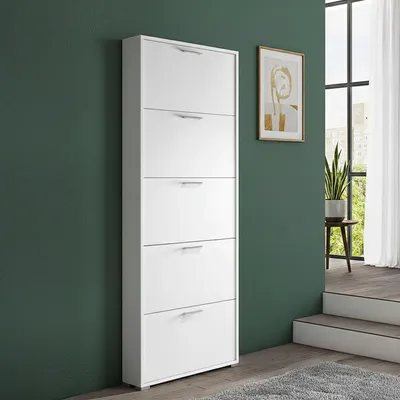 Produktbild von Dmora Schuhschrank Margherita 67x18x184h cm Weiß 5 Türen