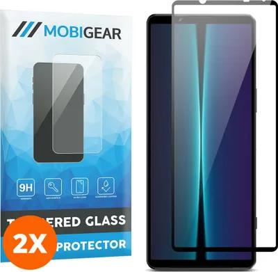 Produktbild von Mobigear Premium 4.99 Sony Xperia 1 V Panzerglas Gehärtetes Glas Displayschutz - Hüllenfreundlich - Schwarz (2er Pack)