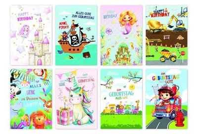 Image de Carte d'anniversaire pour enfants 11,5 x 17,5 cm, gaufrée, assortie