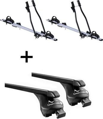 Produktbild von 2x Fahrradträger SAGITTAR + Relingträger Quick Stahl L kompatibel mit für Jaguar XF W ab 2013