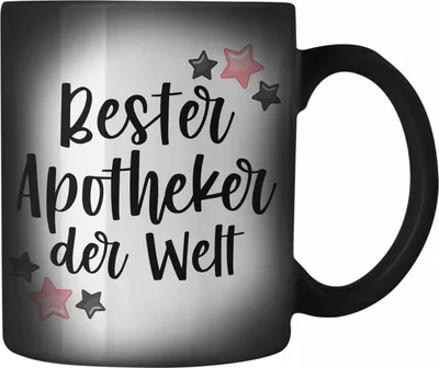 Produktbild von Trendation - Apotheker Geschenk Farbwechsel Zauber-Tasse Karabiner Farbwechsel Zauber-Tasse Edelstahl Karabiner Farbwechsel Zauber-Tasse Edelstahl Bester Apotheker Pharmazeut Arzneikundiger (Schwarz)
