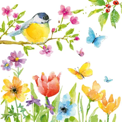 Produktbild von Servietten 33x33 cm - Spring Bird