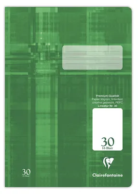 Produktbild von Clairefontaine Schulheft Premium DIN A4 Lineatur 30 4-fach gelocht 16 Blatt