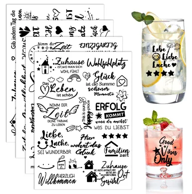 Produktbild von Rub-On-Sticker - 4-teiliges Set für Transfers - DIY-Dekoration für Möbel Holz und Glas - Großformat
