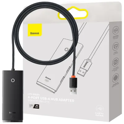 Zdjęcie produktu dla Baseus WKQX030101, USB 3.2 Gen 1 (3.1 Gen 1) Type-A, USB 3.2 Gen 1 (3.1 Gen 1) Type-A, 5000 Mbit/s, Czarny, Kopolimer akrylonitrylo-butadieno-styrenowy (ABS), 1 m