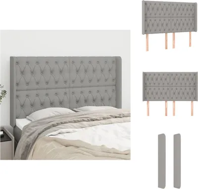 Produktbild von vidaXL Kopfteil mit Ohren Hellgrau 163x16x118/128 cm Stoff -  Kopf- & Fußenden