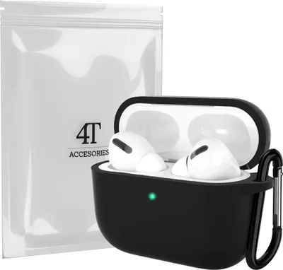 Zdjęcie produktu dla AirPods Pro 1 silikonowe etui + zaczep - czarny