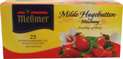 A box of Meßmer mild rosehip tea.