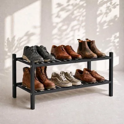 Produktbild von Schuhregal aus Bambus, platzsparender Schuhaufbewahrer
