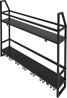 Produktbild von Weinregal - Wandmontage Flaschenregal - Industrie-Design - Stahl - Für Bar & Küche - Schwarz