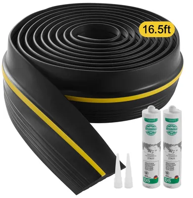 Image de VEVOR Bande d'étanchéité pour seuil de porte de garage, 5,03 m, bande d'étanchéité sur garage ou tôle, bande résistante aux intempéries, remplacement amélioré du PVC épais