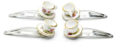 Produktbild von Tassen 4er Set Haarspangen Haarklammern Miniblings Teetassen Tasse Teatime rosa