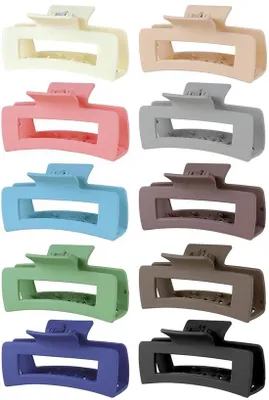 Productafbeelding van Unyqoos® Set van 10 kleurrijke antislip haarspelden – groot 10 cm, mat oppervlak, rechthoekig, veilige grip voor alle haartypes