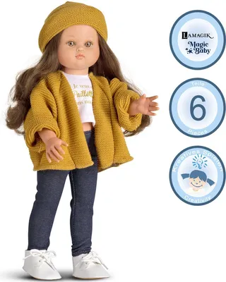 Puppe Nane 42 cm mit langen braunen Haaren zum Frisieren & Bekleidung Spielzeug Spielwaren Spielpuppe Anziehpuppe Jungen-Puppe Geschenk Geburtstag Weihnachten Puppe zum kämen und frisieren