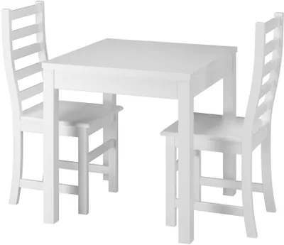 Produktbild von Moderne weiße Essgruppe mit Tisch und 2 Stühle Kiefer Massivholz 90.70-50 A W Set 21