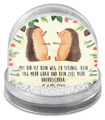 Produktbild von Mr. & Mrs. Panda Schneekugel Weihnachten Igel Liebe - Naturpapier - Geschenk, glitzerkugel, Freundin, dekoartikel, Hochzeit, Weihnachts, Hochzeitstag, schnee kugel