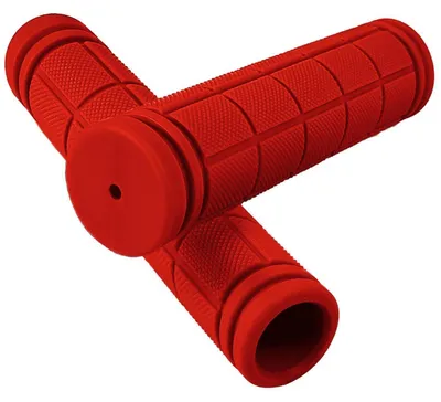 Image de Poignées de vélo, 2 pièces, en caoutchouc, ergonomiques, de couleur rouge, diamètre 22 mm, pour guidon de VTT ou de vélo de course